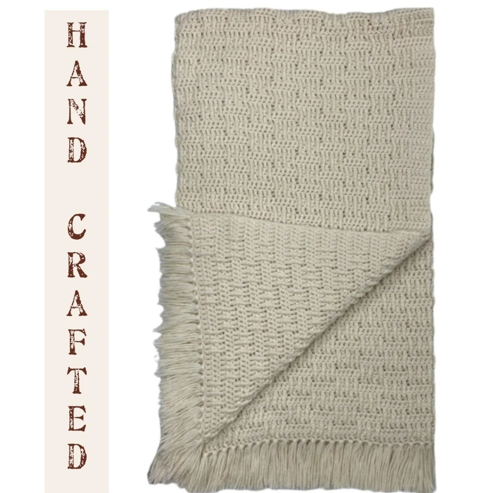 Handmade Quilt Knit Afghan Throw Blanket Artisan Handcrafted Coastal Grandmacore